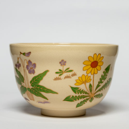 Matcha Bowl - Mino Ware "Haruno" (Spring Field)