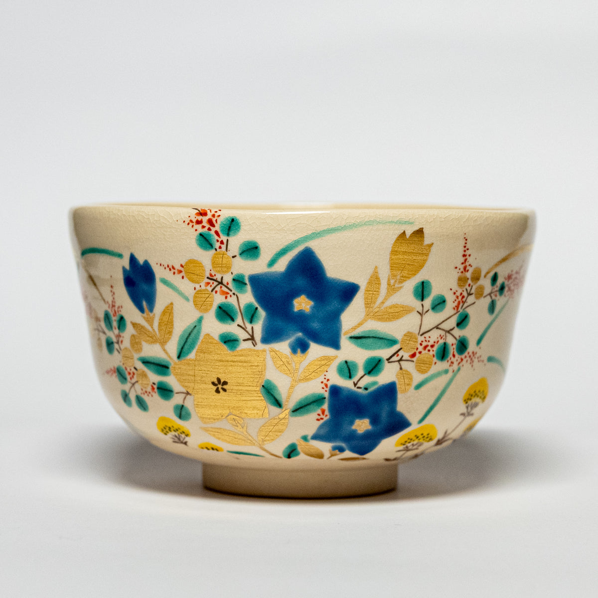Matcha Bowl - Kyo-Kiyomizu Ware Autumn Grass by Jogaku Hashimoto III