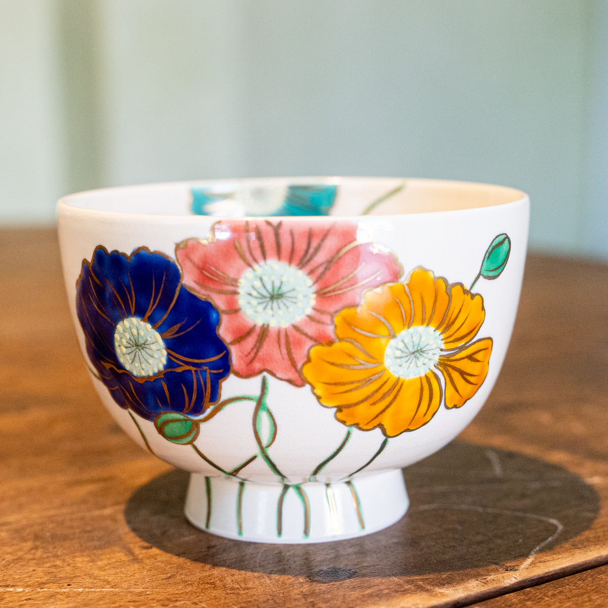Matcha Bowl 11 - Ninsei-Style Poppy